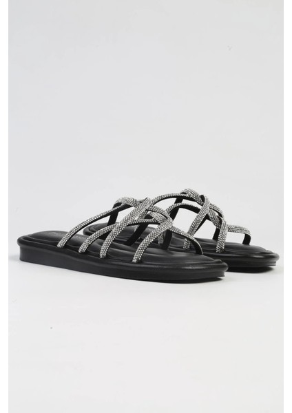 Taşlı Siyah Kadın Terlik PC-5104 fiyatları