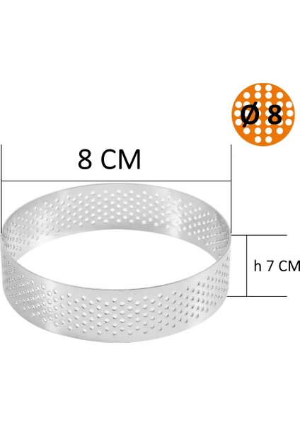 Pasta Çemberi Pandispanya Delikli Yuvarlak 8 cm H7 No:2