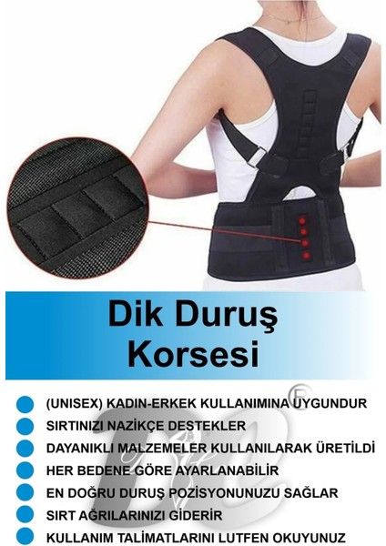 Manyetik Dik Durus Korsesi Ortopedik Medikal Dik Duruş Sırt Bel Korsesi Kadın Erkek Duruş Bozukluğu Giderici Sporcu Korsesi