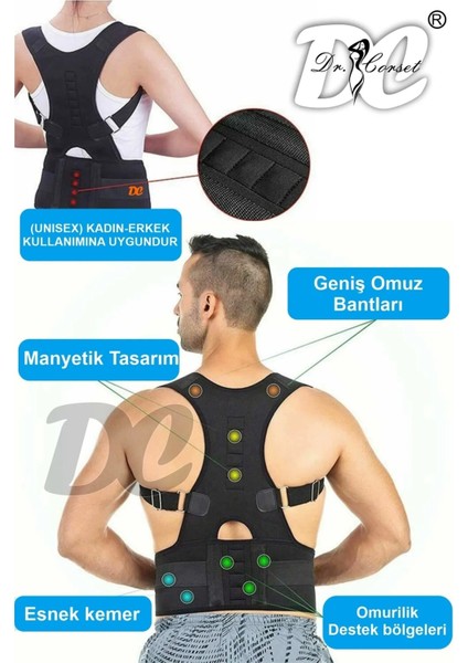 Manyetik Dik Durus Korsesi Ortopedik Medikal Dik Duruş Sırt Bel Korsesi Kadın Erkek Duruş Bozukluğu Giderici Sporcu Korsesi