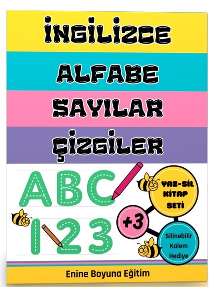 İngilizce Alfabe - Sayılar - Çizgiler Yaz - Sil Kitap Seti