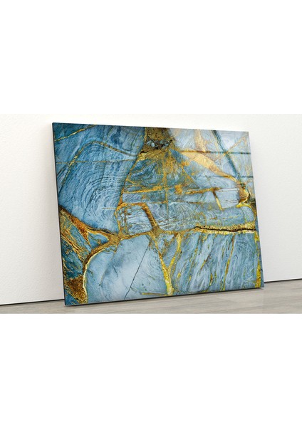 Mavi Mermer Desenli Temperli Cam Duvar Tablosu fiyatları