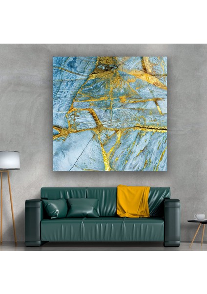Mavi Mermer Desenli Temperli Cam Duvar Tablosu modelleri
