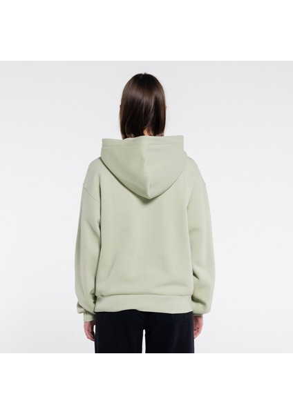 Friday Offset Ess Kadın Mint Yeşil Ekstra Oversize Kapüşonlu Sweatshirt Hoodie - Şardonlu 3 Iplik