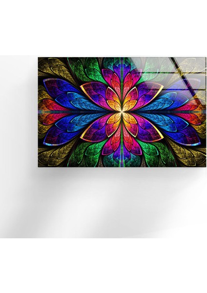 Soyut Fraktal Tasarım Temperli Cam Duvar Tablosu