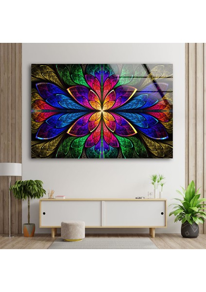 Soyut Fraktal Tasarım Temperli Cam Duvar Tablosu fiyatları