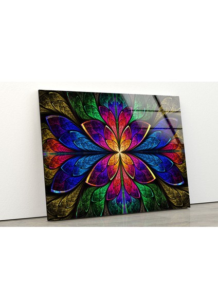 Soyut Fraktal Tasarım Temperli Cam Duvar Tablosu modelleri