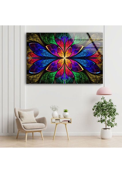 Soyut Fraktal Tasarım Temperli Cam Duvar Tablosu fırsatları