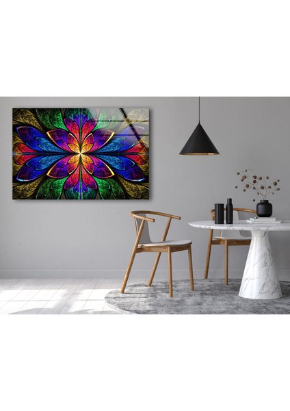 Soyut Fraktal Tasarım Temperli Cam Duvar Tablosu indirimleri