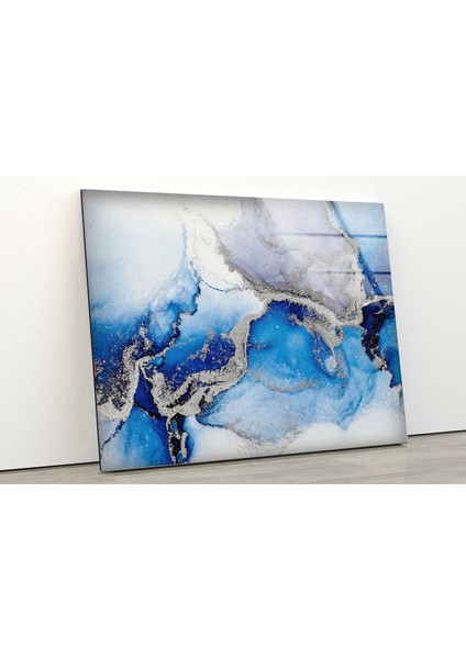 Mavi Mermer Desenli Cam Duvar Tablosu fiyatları