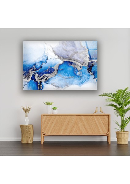 Mavi Mermer Desenli Cam Duvar Tablosu indirimleri