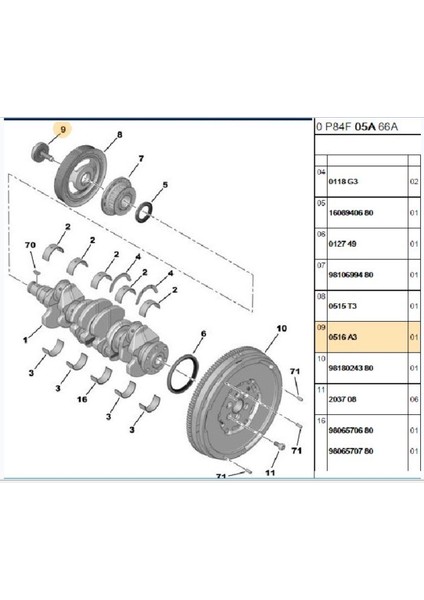 Krank Kasnak Bağlantı Vidası 206 207 301 307 308 Rcz Bipper Partner (0516A3-1682800780)