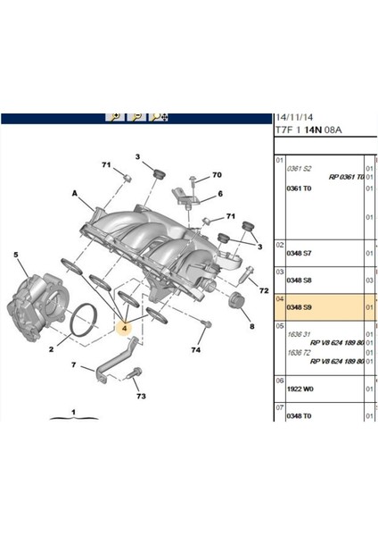 Emme Manifold Contası 207 208 308 Partner Tepee Rcz C3 C4 C5 (0348S9)