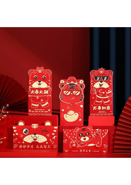 Ay Yeni Yılı 2022 Kaplan Yılı Için 4 Adet Çin Kırmızı Zarf Hong Bao Bahar Şenliği Için Paket Lai See, A (Yurt Dışından) fırsatları