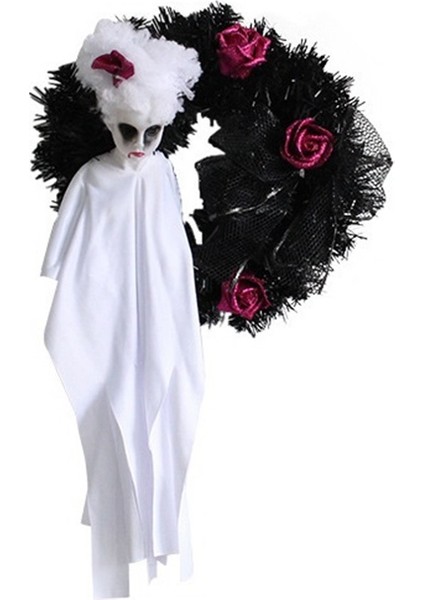 Cadılar Bayramı Süslemeleri Kapı Dekor Asılı Hayalet Korku Parti Garland Süsler Çelenk Hayalet Ev Partisi Için Beyaz (Yurt Dışından)