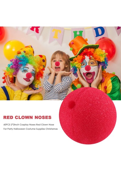 60 Parça Kırmızı Palyaço Burunları Cosplay Burunları Köpük Burunları Cadılar Bayramı Noel Karnaval Kostüm Partisi Giydirme Için (Yurt Dışından)