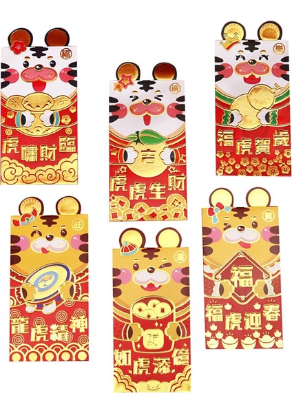 6 Adet Karikatür Kaplan Kırmızı Hong Bao 2022 Cny Hediye Paketi Para Zarfı Noel Yeni Yıl Malzemeleri En Iyi Dileklerimle, B(L) (Yurt Dışından)