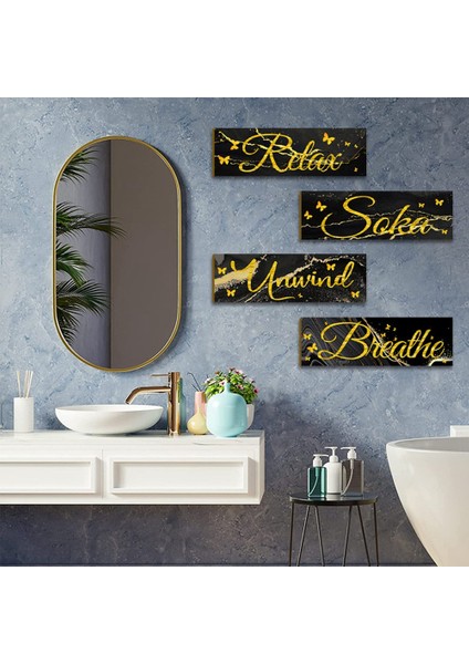Rahatlamak, Islanmak ve Nefes Almak Için 4 Parça Banyo, Duvar Sanatı, Ahşap Asma Tabelası, Kırsal Retro Çiftlik Evi (Yurt Dışından)