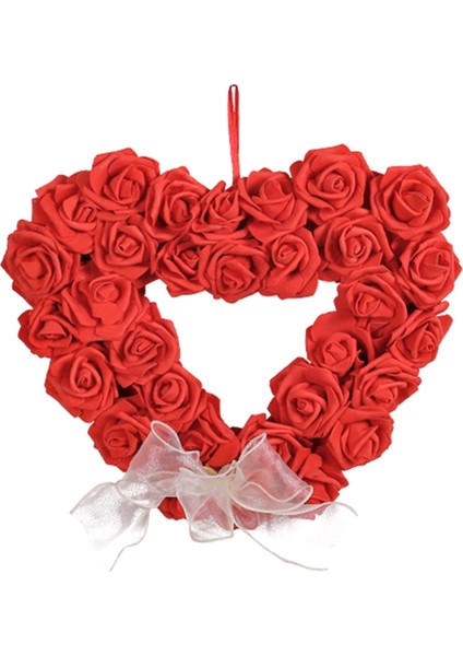 Sevgililer Günü Kalp Şeklinde Çelenk Çiçek Gül Çelenk Sevgililer Günü Dekorasyonu Için Kapı Çelengi, Kırmızı, 13.77 Inç (Yurt Dışından)