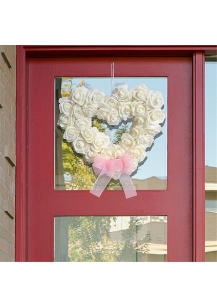 Sevgililer Günü Kalp Şeklinde Çelenk Çiçek Gül Çelenk Sevgililer Günü Dekorasyonu Için Kapı Çelengi, Kırmızı, 13.77 Inç (Yurt Dışından) fiyatları