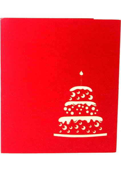 Mutlu Doğum Günü Kartpostal Tebrik Hediye Kartları Kağıt 3D El Yapımı Pop Up Lazer Kesim Vintage Kek Zarf Kırmızı (Yurt Dışından) fiyatları