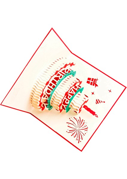Mutlu Doğum Günü Kartpostal Tebrik Hediye Kartları Kağıt 3D El Yapımı Pop Up Lazer Kesim Vintage Kek Zarf Kırmızı (Yurt Dışından) fırsatları