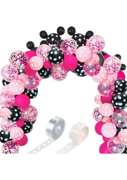 Balon Çelenk Arch Kiti Pembe Siyah Balon Dekorasyon Kızlar Için Doğum Günü Partisi Bebek Duş Süslemeleri (Yurt Dışından)