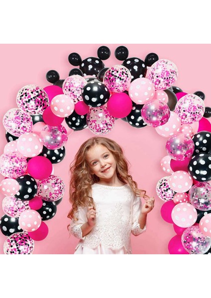 Balon Çelenk Arch Kiti Pembe Siyah Balon Dekorasyon Kızlar Için Doğum Günü Partisi Bebek Duş Süslemeleri (Yurt Dışından) fiyatları