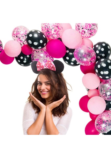 Balon Çelenk Arch Kiti Pembe Siyah Balon Dekorasyon Kızlar Için Doğum Günü Partisi Bebek Duş Süslemeleri (Yurt Dışından) modelleri