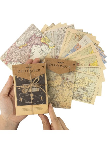 Set Retro Efemera Kağıdı, Dekupaj, Scrapbooking ve Hediye Gönderimi Için Vintage Kağıt, 120 Adet (Uzay ve Harita) (Yurt Dışından)