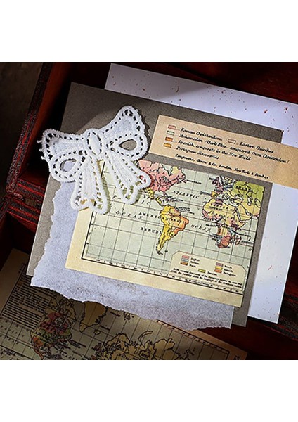 Set Retro Efemera Kağıdı, Dekupaj, Scrapbooking ve Hediye Gönderimi Için Vintage Kağıt, 120 Adet (Uzay ve Harita) (Yurt Dışından)