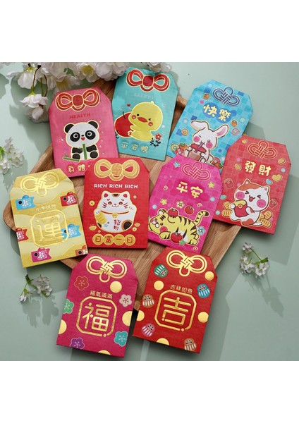 9 Adet Çin Kırmızı Zarflar Kaplan Yılı Şanslı Para Kırmızı Paket Hong Bao Bahar Şenliği Doğum Günü Malzemeleri Için, D (Yurt Dışından)
