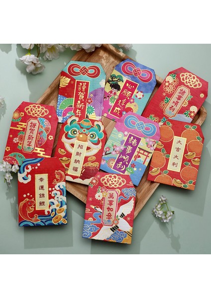 9 Adet Çin Kırmızı Zarflar Kaplan Yılı Şanslı Para Kırmızı Paket Hong Bao Bahar Şenliği Doğum Günü Malzemeleri Için, D (Yurt Dışından)