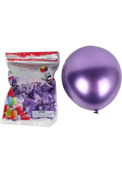 50 Adet 10 Inç Metalik Lateks Balonlar Parti Dekoru Için Kalın Krom Parlak Metal Inci Balon Globos - Mor (Yurt Dışından)