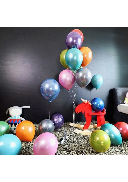 50 Adet 10 Inç Metalik Lateks Balonlar Parti Dekoru Için Kalın Krom Parlak Metal Inci Balon Globos - Mor (Yurt Dışından)