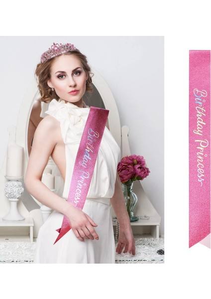 Doğum Günü Kız Tiara Taç Prenses Taç Doğum Günü Kanat ile Kadınlar Için Mutlu Doğum Günü Partisi Malzemeleri Pembe (Yurt Dışından) modelleri