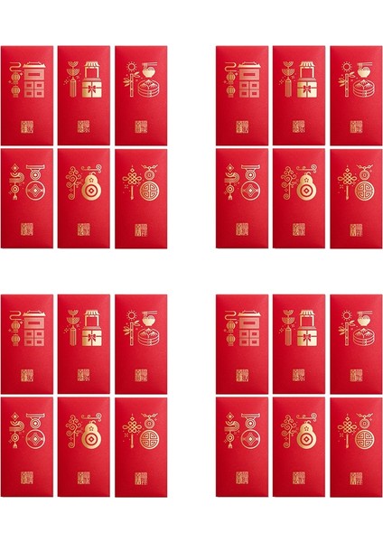 24 Adet/takım Kaplan Yılı Yeni Yıl Kırmızı Paket Çin Geleneksel Bahar Şenliği Kırmızı Paket Şanslı (Luk Fook) (Yurt Dışından)