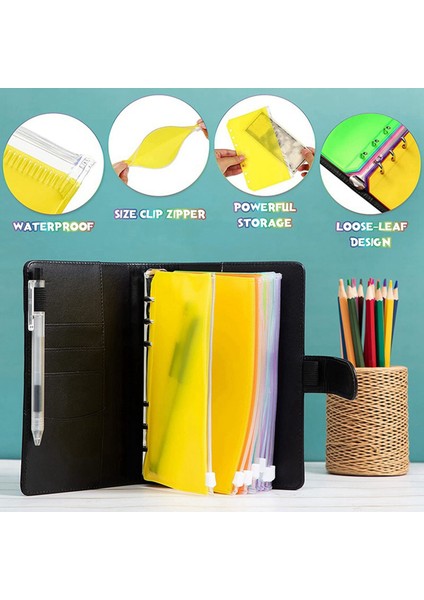 A6 Fermuarlı Çanta Gevşek Yapraklı Kitap Macaron Dizüstü Pu Deri Yaratıcı Defter Tutma Nakit Bütçe Defteri (Yurt Dışından)