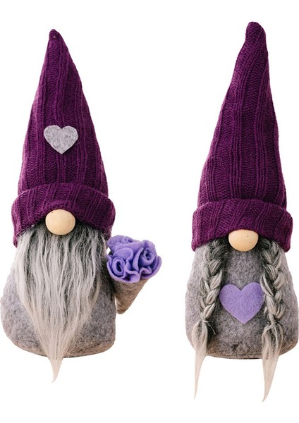 Gnomes Süslemeleri Mor El Yapımı Peluş Dekor Kış Tatili Sevgililer Günü Süsleri Tatil Hediyesi (Yurt Dışından)