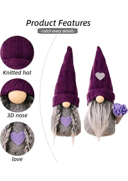 Gnomes Süslemeleri Mor El Yapımı Peluş Dekor Kış Tatili Sevgililer Günü Süsleri Tatil Hediyesi (Yurt Dışından) fiyatları