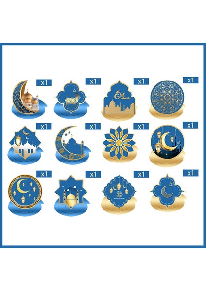Eid Ramazan Dekorasyon Tema Parti Spiral Kolye Ay Yıldız Dekorasyon Kek Bayrağı Ramazan Parti Malzemeleri (Yurt Dışından)
