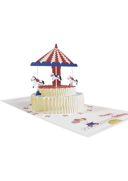 Atlıkarınca Pasta Tasarımı Tasarımlı 3D Açılır Doğum Günü Kartı, Aile, Arkadaşlar, Çocuklar, Kadınlar Için Zarflı Doğum Günü Kartları (Yurt Dışından)