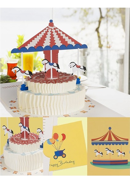 Atlıkarınca Pasta Tasarımı Tasarımlı 3D Açılır Doğum Günü Kartı, Aile, Arkadaşlar, Çocuklar, Kadınlar Için Zarflı Doğum Günü Kartları (Yurt Dışından) fiyatları