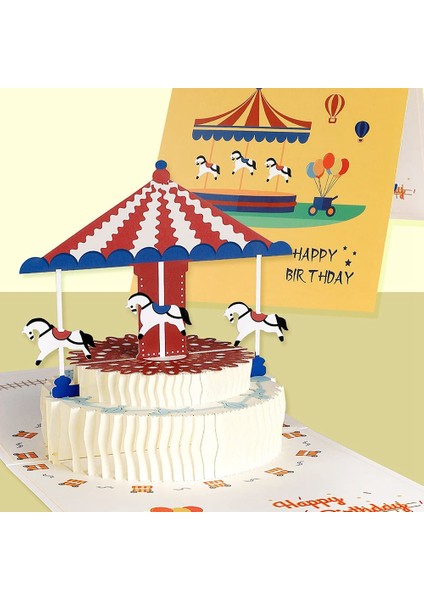 Atlıkarınca Pasta Tasarımı Tasarımlı 3D Açılır Doğum Günü Kartı, Aile, Arkadaşlar, Çocuklar, Kadınlar Için Zarflı Doğum Günü Kartları (Yurt Dışından) modelleri