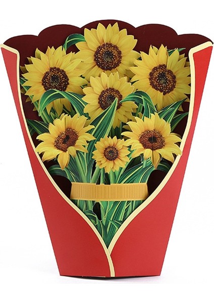 Kağıt Açılır Kartlar, Ayçiçeği Çiçek Buketi 3D Açılır Anne Için Tebrik Kartları Anneler Günü Tebrik Kartları Tüm Durumlar (Yurt Dışından)