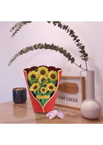 Kağıt Açılır Kartlar, Ayçiçeği Çiçek Buketi 3D Açılır Anne Için Tebrik Kartları Anneler Günü Tebrik Kartları Tüm Durumlar (Yurt Dışından) fırsatları