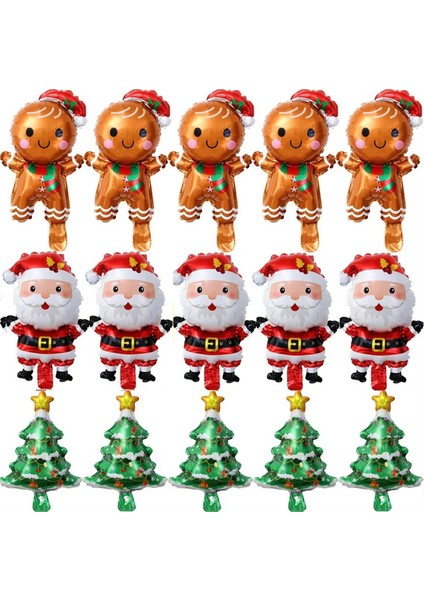 60 Adet Noel Balonları Alüminyum Folyo Küçük Balon Oyuncak Noel Ağacı Zencefilli Kurabiye Adam Noel Baba Doğum Günü Partisi Tatil Dekorasyon (Yurt Dışından)