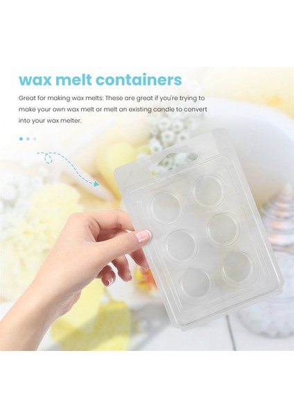 60 Paket Balmumu Eritme Kapları - 6 Boşluklu Şeffaf Boş Plastik Balmumu Eritme Kalıpları - Tart Balmumu Erimeleri Için Kapaklar. (Yurt Dışından)