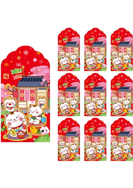 10 Adet Çin Kırmızı Zarflar, Kaplan Yılı Hong Bao Şanslı Para Paketleri Bahar Şenliği Doğum Günü Malzemeleri Için, E (Yurt Dışından)