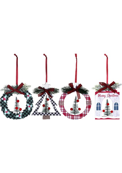 4 Paket Noel Süsleri, Noel Partisi Dekoru Parti Malzemeleri Için Ahşap Noel Asılı Süslemeler (Yurt Dışından)